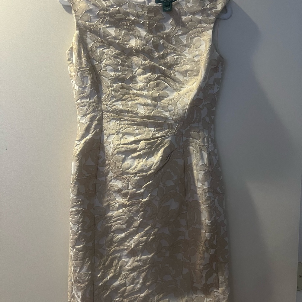 Ralph Lauren Cream Textured Mini Dress